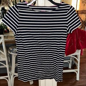 Boden Navy and White Striped Short Sleeve Tee